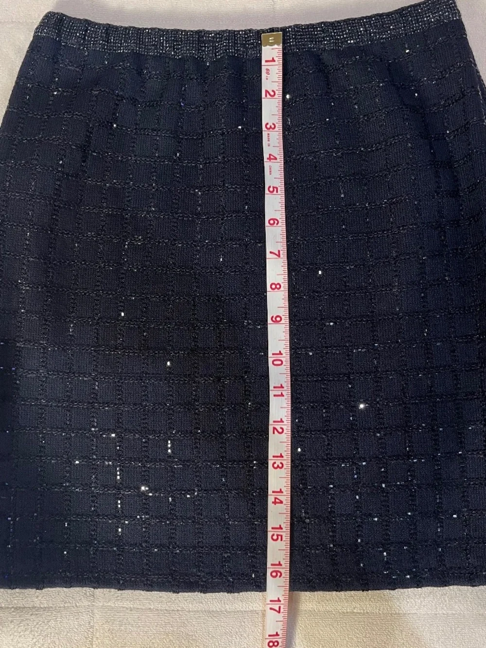 St John Evening Santana Knit Skirt Suit Set Black Metallic Sparkle Size 4 USA - Picture 14 of 14